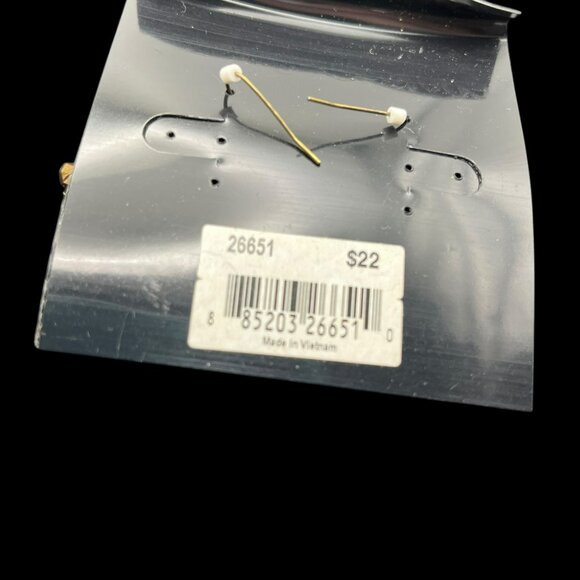 VTG Cookie Lee Earrings Gold Tone Dangle Chandelier Amber Color Crystal Bead NEW - Picture 6 of 7